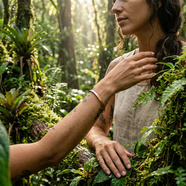 Pulseira de Cobre Ancoradora no pulso